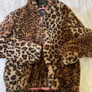 Leopard print fluffy jacket
